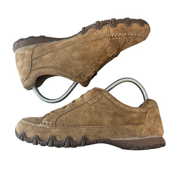 Skechers Bikers Contained Sneakers Women 8 Brown Relaxed Fit Suede Leather - Picture 5 of 10